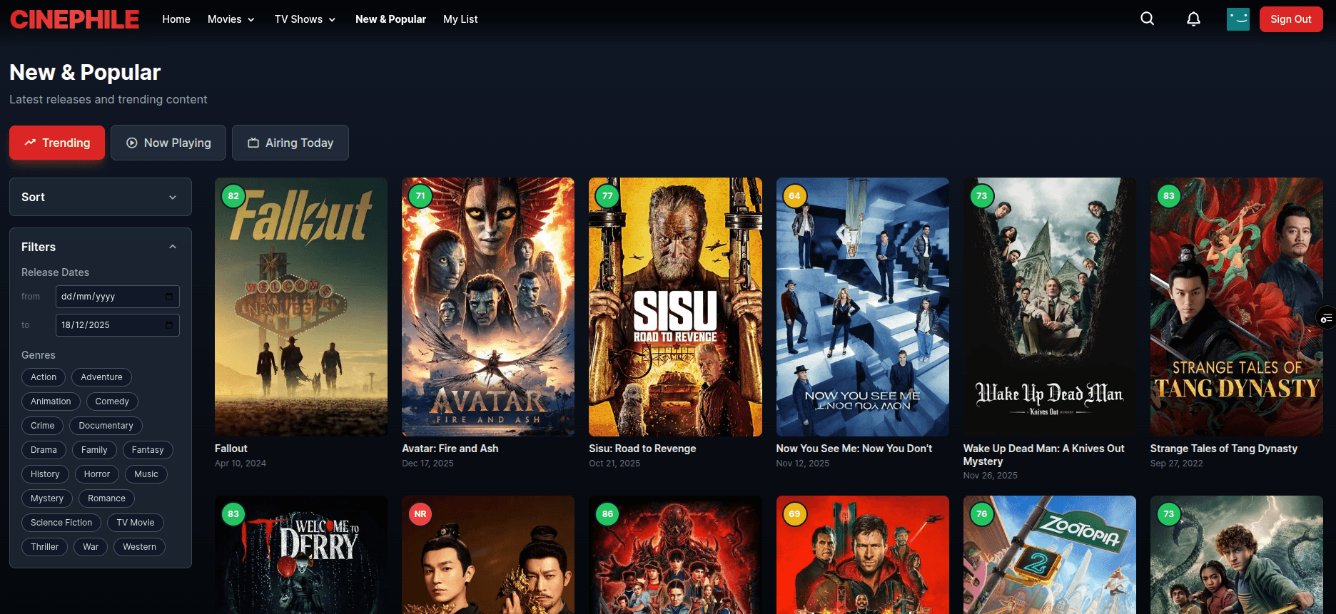 Cinephile - Movie Recommendation App